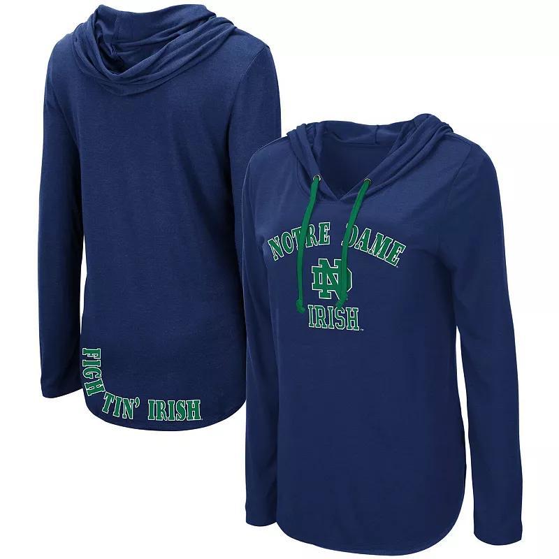 Womens Colosseum Notre Dame Fighting Irish My Lover Lightweight Hooded Long Sleeve T-Shirt Blue Product Image