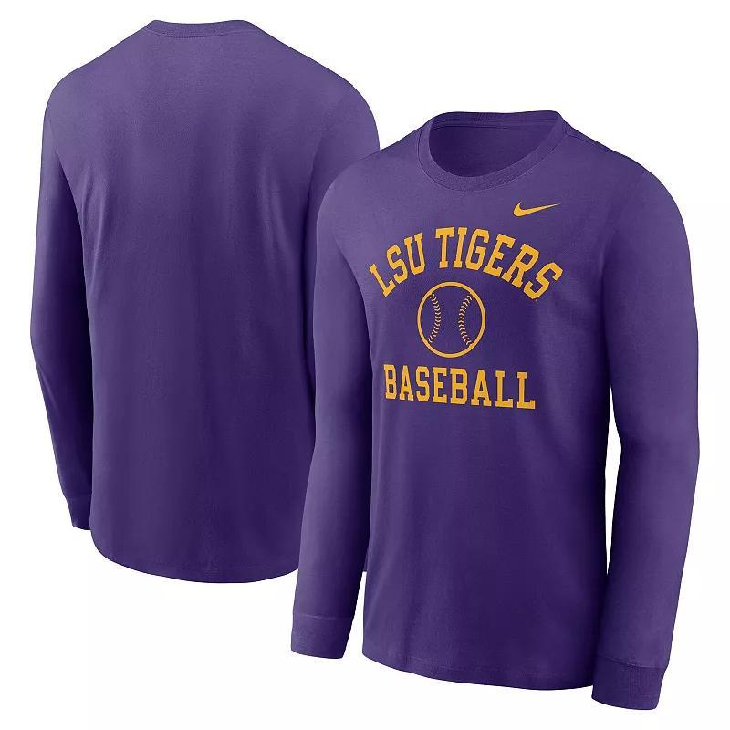 Men's Nike Purple LSU Tigers Essential Baseball Arch Long Sleeve T-Shirt, Size: Small Product Image