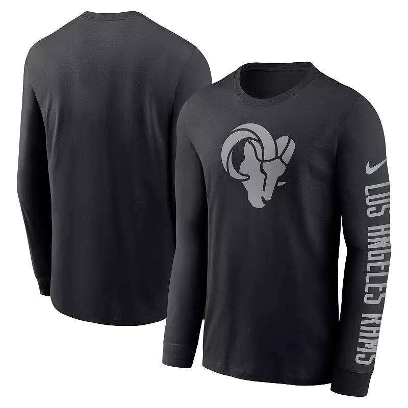 Men's Nike Anthracite Los Angeles Rams Team Slogan Long Sleeve T-Shirt, Size: 3XL, Grey Product Image