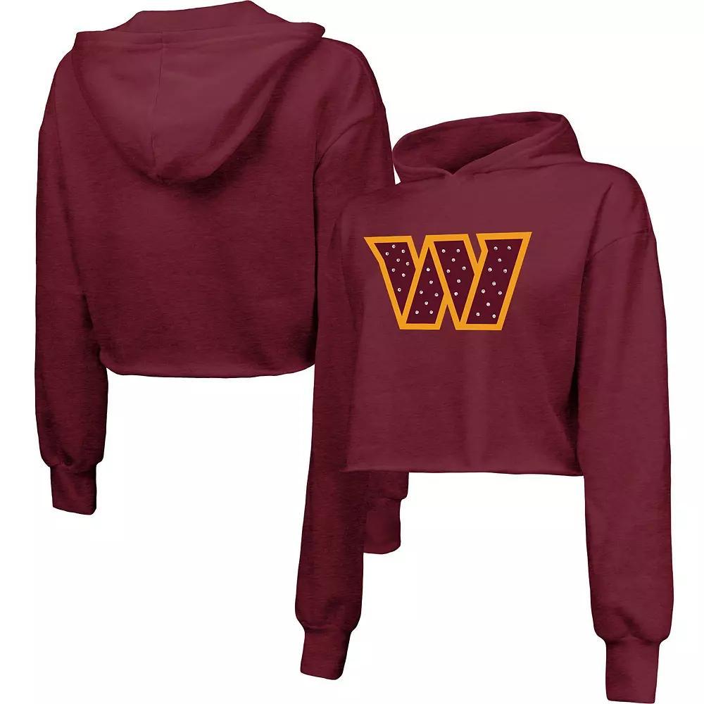 Women's Majestic Threads Burgundy Washington Commanders Bling Tri-Blend Cropped Pullover Hoodie, Size: XL, Wft Med Re Product Image