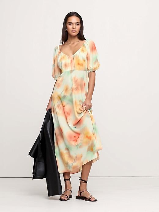 Crepe V-Neck Maxi Dress Product Image