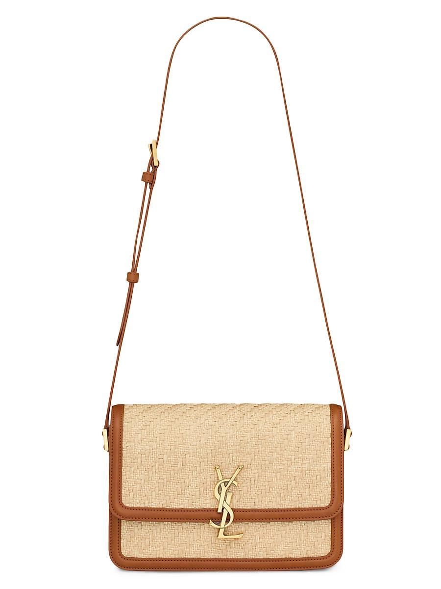 Womens Solferino Medium Satchel in Raffia and Vegetable-tanned Leather Product Image