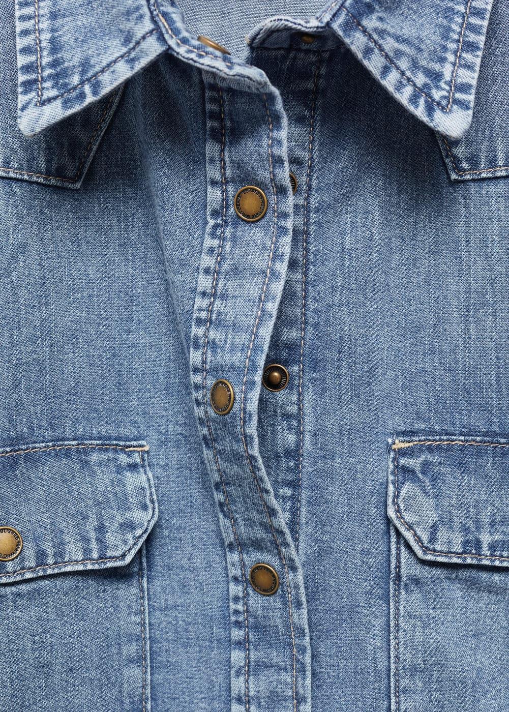 Mango Womens Chest-Pocket Denim Shirt Product Image
