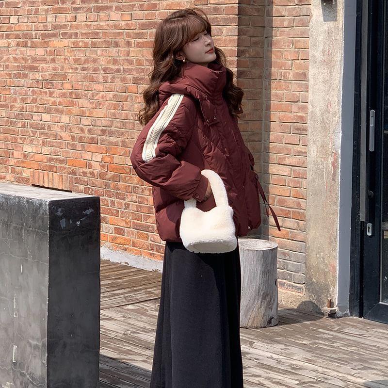 High Neck Two Tone Zip-Up Parka Product Image