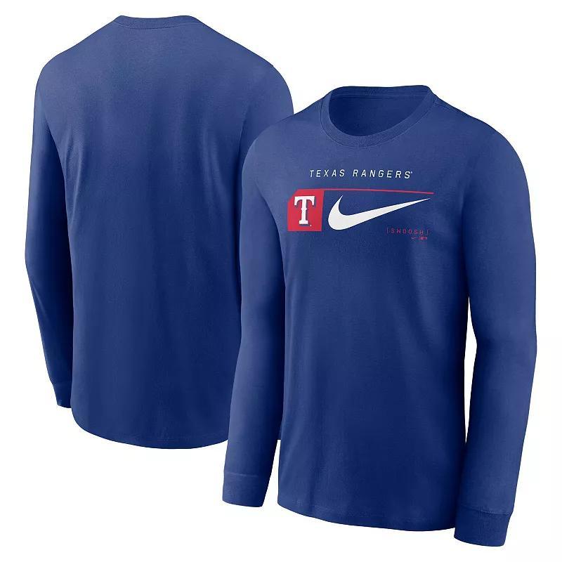 Men's Nike Royal Texas Rangers Local Logo Swoosh Lockup Long Sleeve T-Shirt, Size: Medium, Blue Product Image