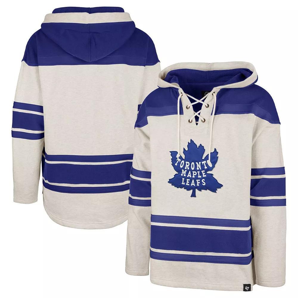 Men's '47 Oatmeal New York Rangers Rockaway Lace-Up Pullover Hoodie, Size: XL, Ran Team Product Image