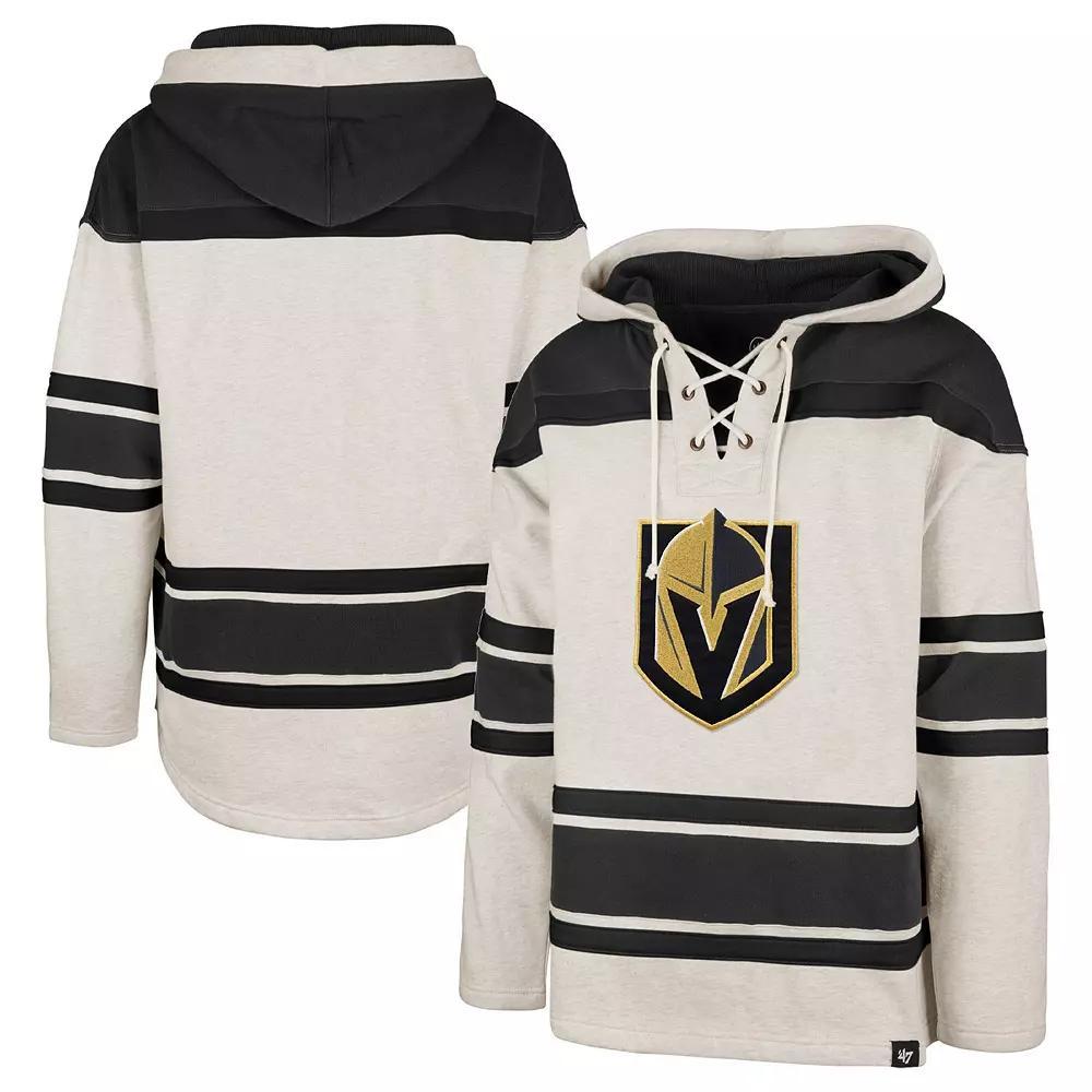 Men's '47 Oatmeal Vegas Golden Knights Rockaway Lace-Up Pullover Hoodie, Size: 3XL, Lvk Team Product Image