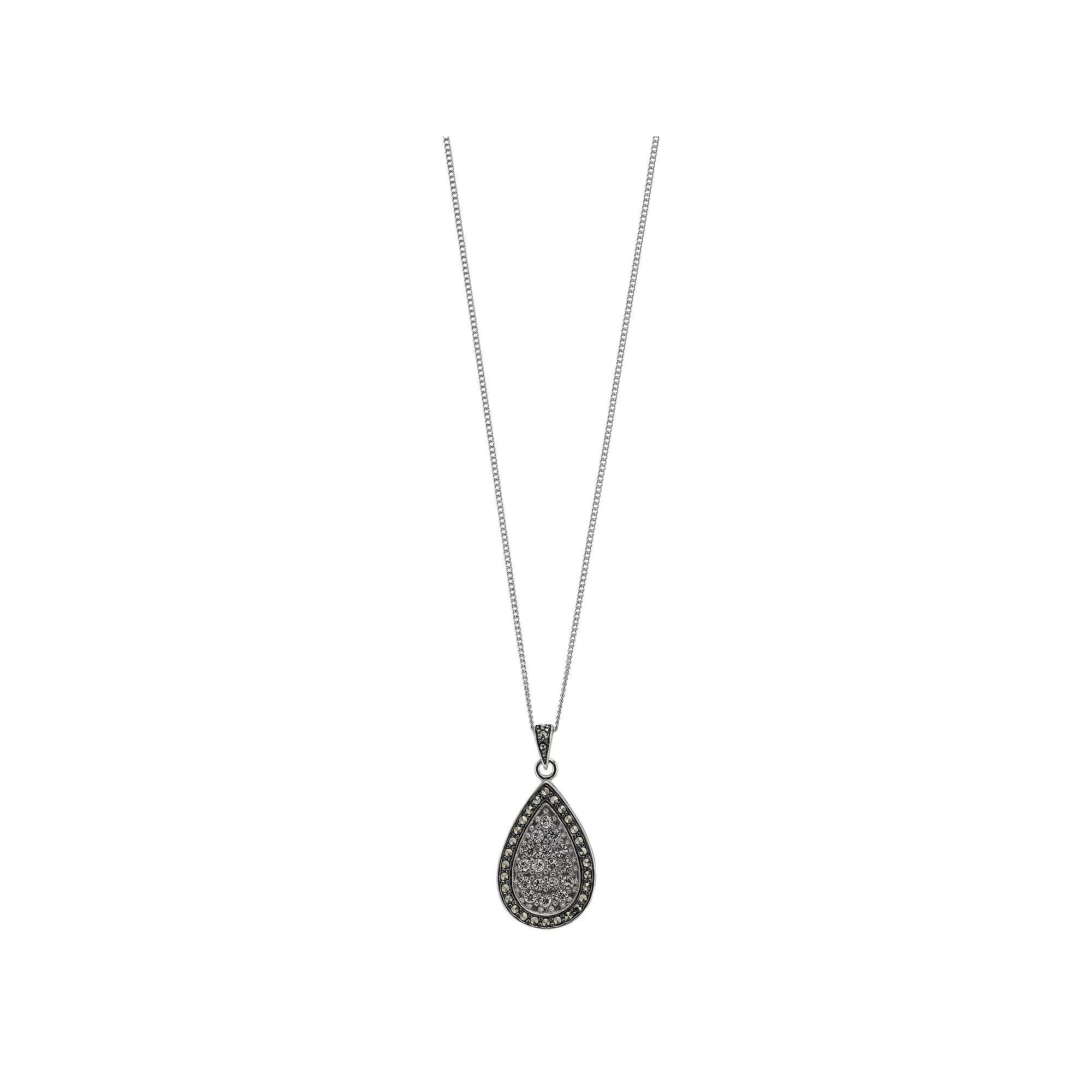 Tori Hill Sterling Silver Marcasite & Crystal Teardrop Pendant Necklace, Women's, Size: 18" Product Image