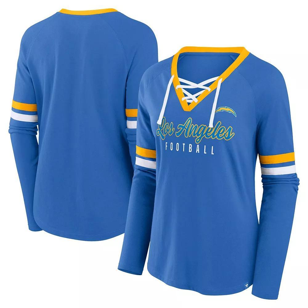Womens Fanatics Powder Blue Los Angeles Chargers Won and Done Lace-Up Long Sleeve Fashion Top Product Image