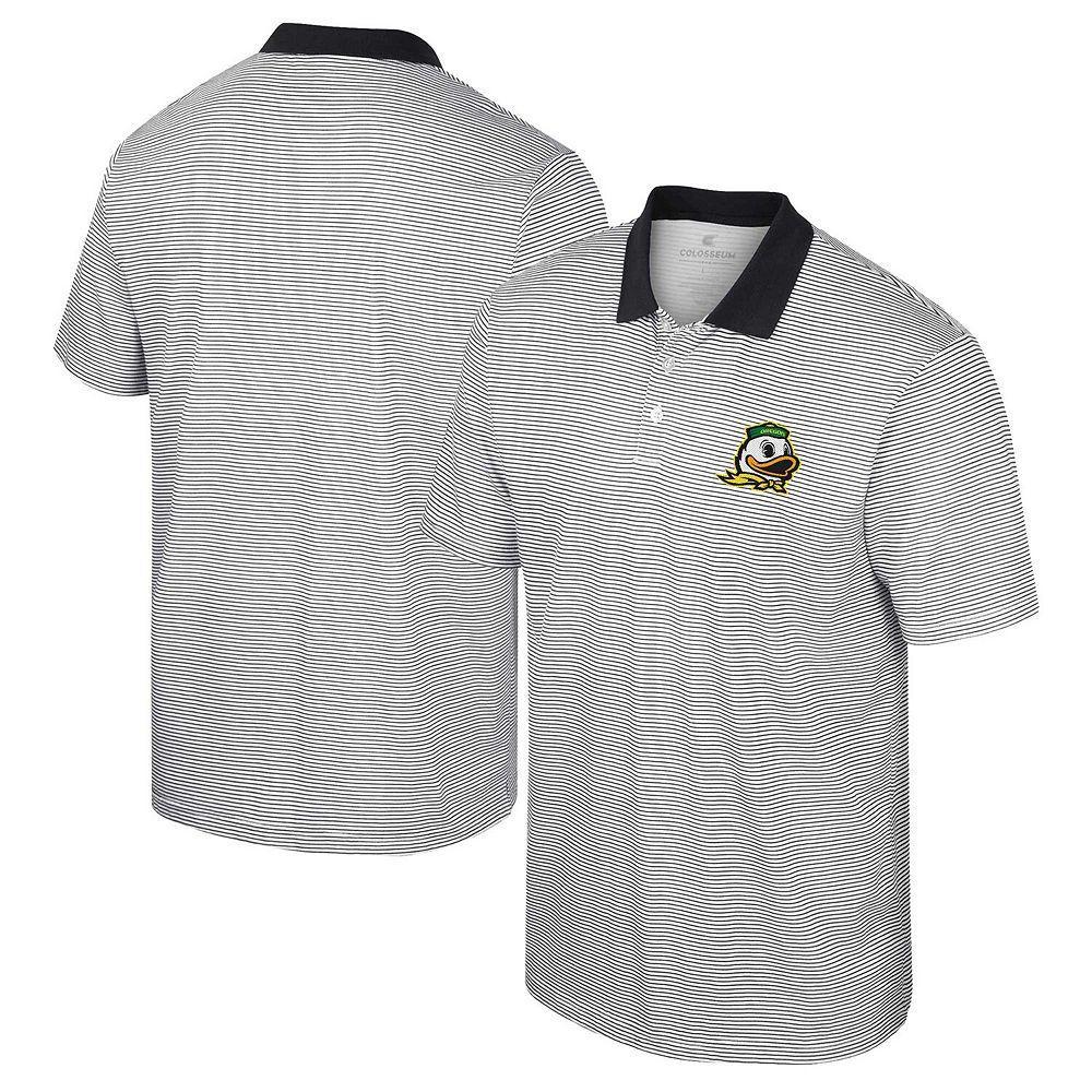 Mens Colosseum /Black Oregon Ducks Print Stripe Polo Product Image