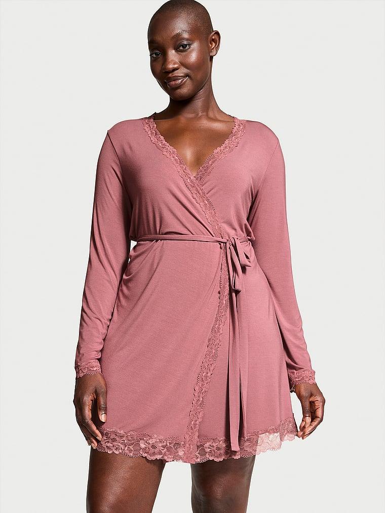 Modal Soft & Lace Trim Straight-Neck Slip Dress Product Image