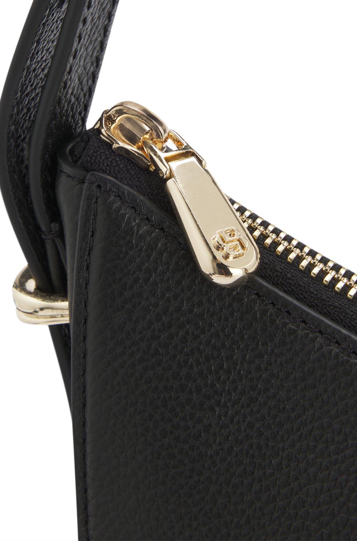 BOSS - Leather crossbody bag with Double B monogram - Black Product Image
