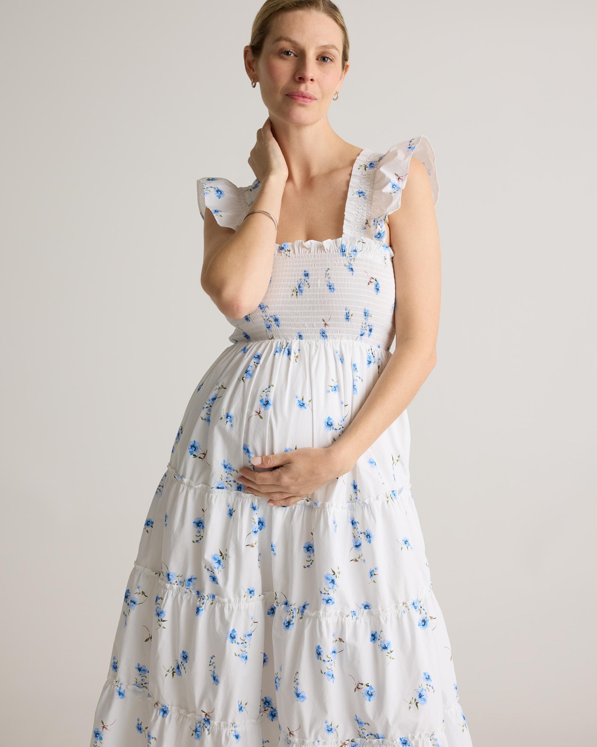 Quince | Women's Poplin Maternity Smocked Midi Dress Size XL, Organic Cotton Product Image