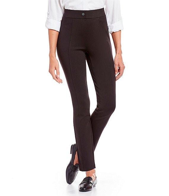 Intro Petite Size Bella Solid Double Knit Slim Her Straight Leg Pants Product Image