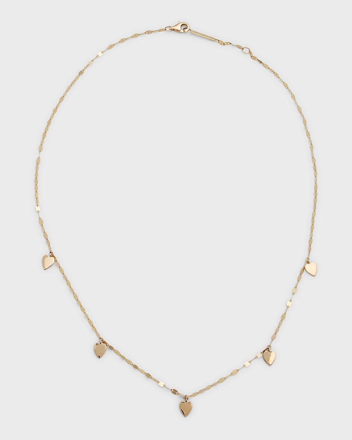 14K Hanging Mini 5-Heart Necklace Product Image