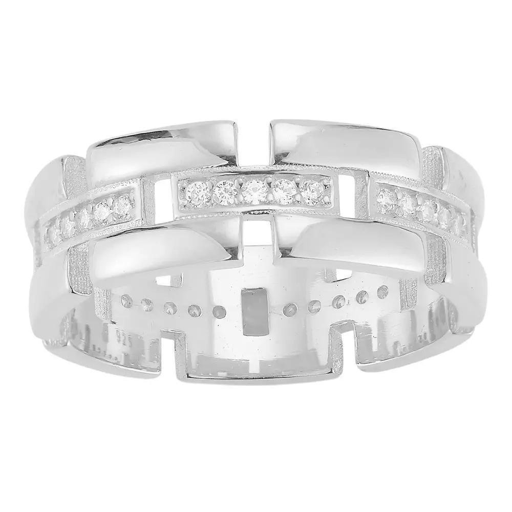 Sunkissed Sterling Cubic Zirconia Link Ring, Women's, Size: 8, Silver Tone Product Image