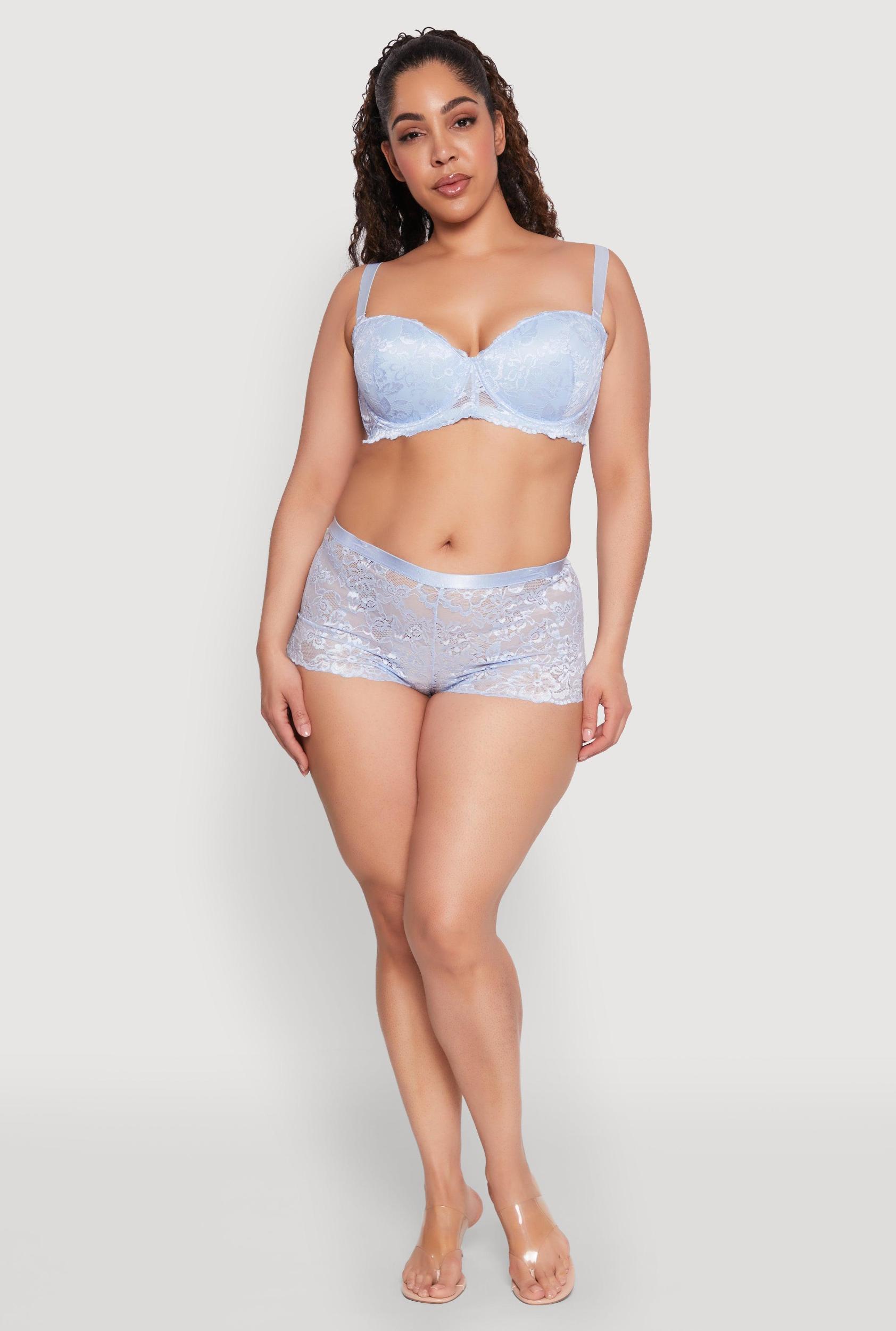 Womens Plus Size Floral Lace Boyshort Panties Product Image