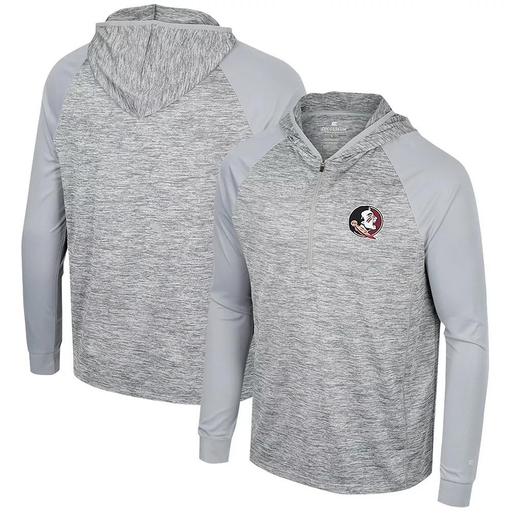 Men's Colosseum Gray Florida State Seminoles Cybernetic Raglan Quarter-Zip Hooded Top, Size: XL, Grey Product Image