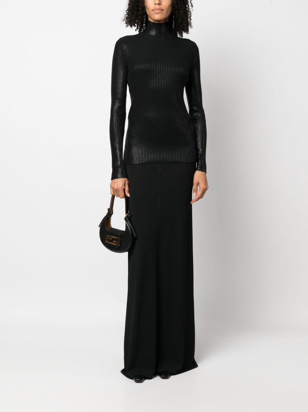 ALBERTA FERRETTI High-neck Ribbed-knit Jumper In Black Product Image