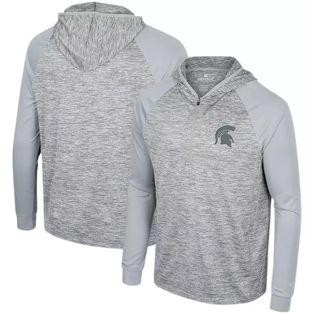 Men's Colosseum Gray Boston College Eagles Cybernetic Raglan Quarter-Zip Hooded Top, Size: XL, Grey Product Image