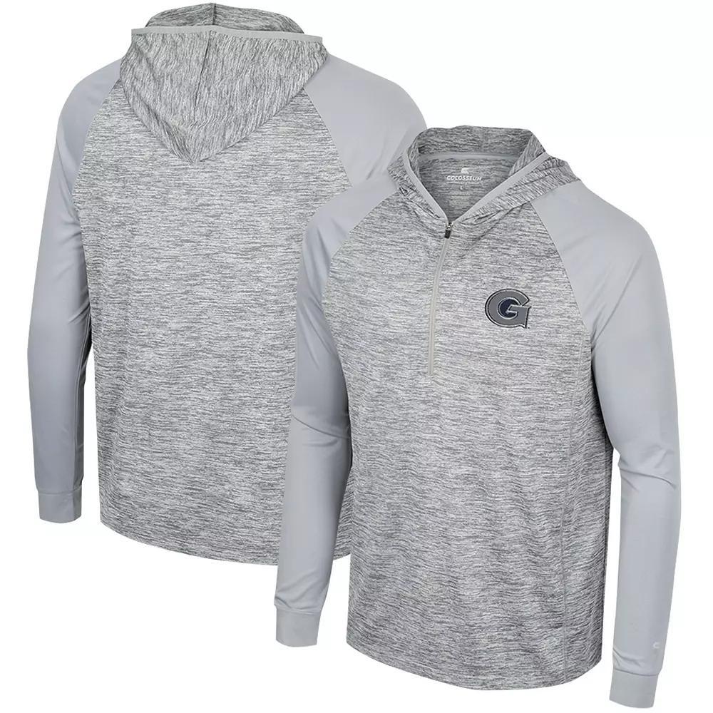 Men's Colosseum Gray Georgetown Hoyas Cybernetic Raglan Quarter-Zip Hooded Top, Size: Medium, Grg Grey Product Image