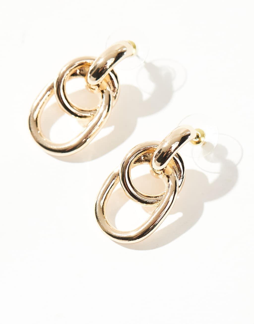 Petit Moments statement hooked chain earrings in gold Product Image