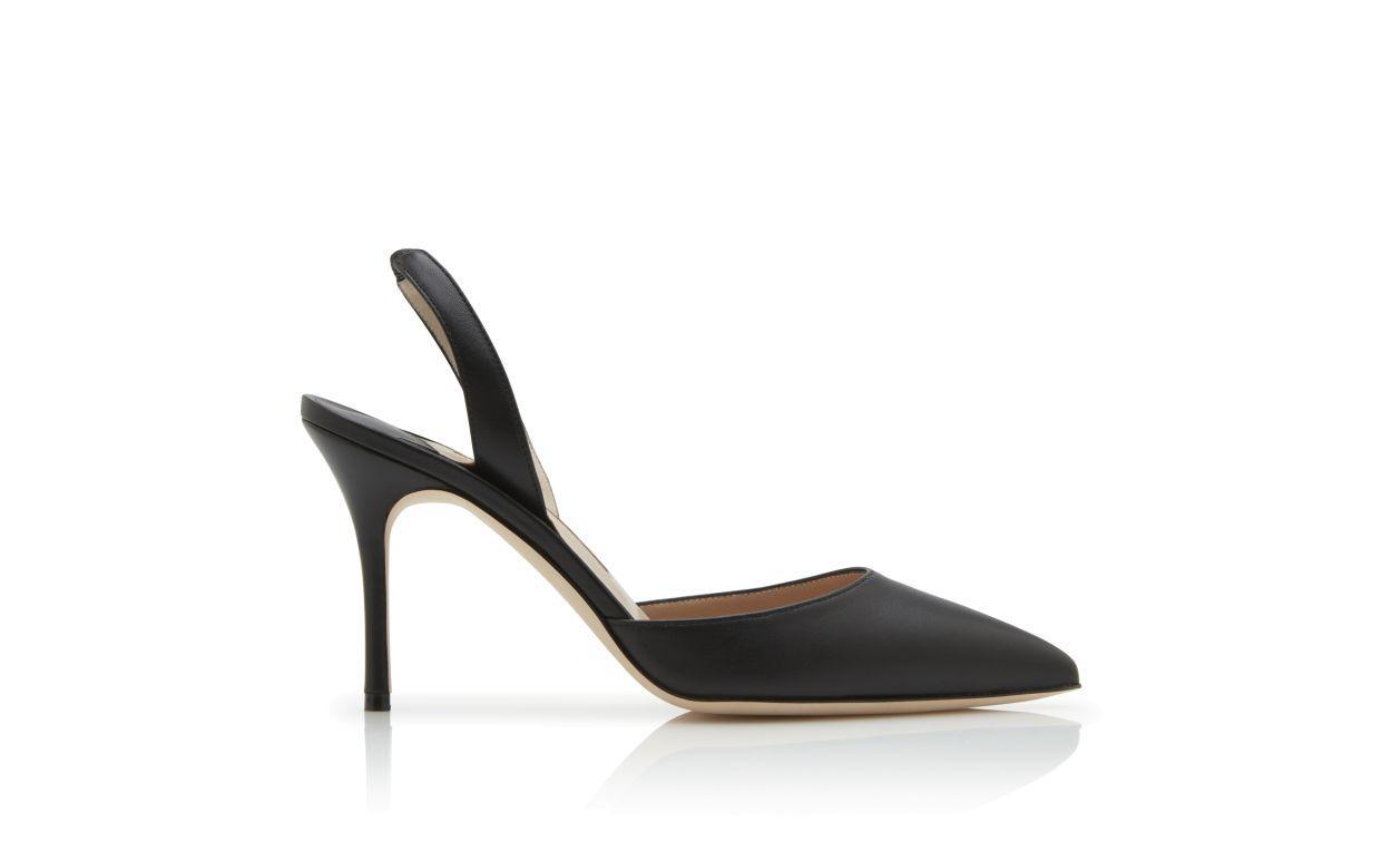 CAROLYNE 90 Black Calf Leather Slingback Pumps Product Image