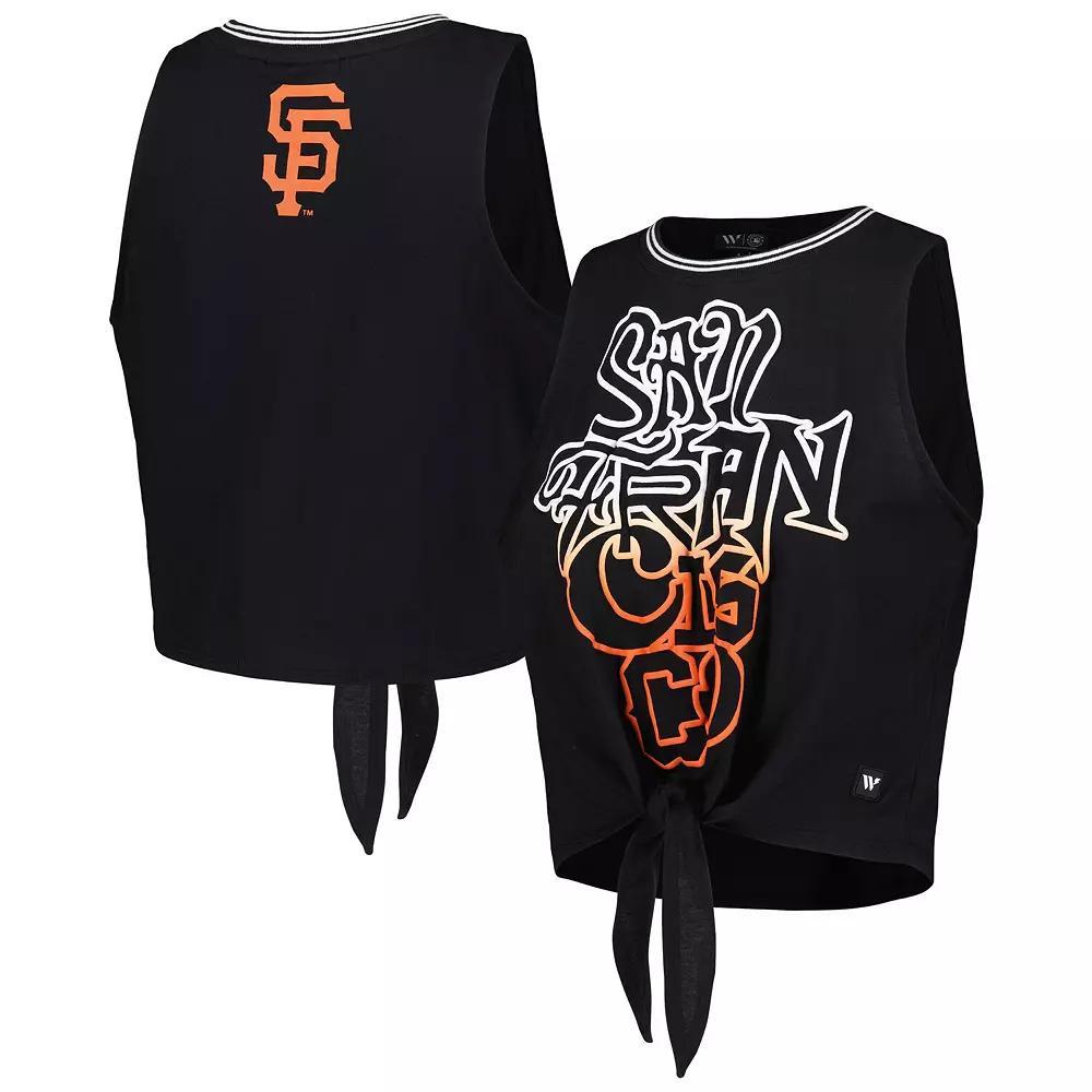 Women's The Wild Collective Black San Francisco Giants Twisted Tie Front Tank Top, Size: XS Product Image
