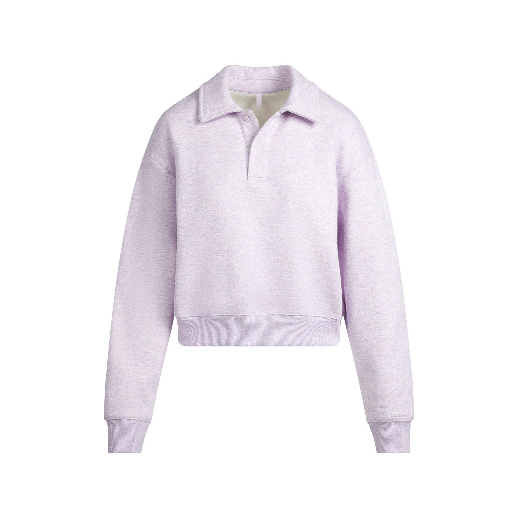 COTTON FLEECE POLO SWEATSHIRT | PURPLE HEATHER Product Image