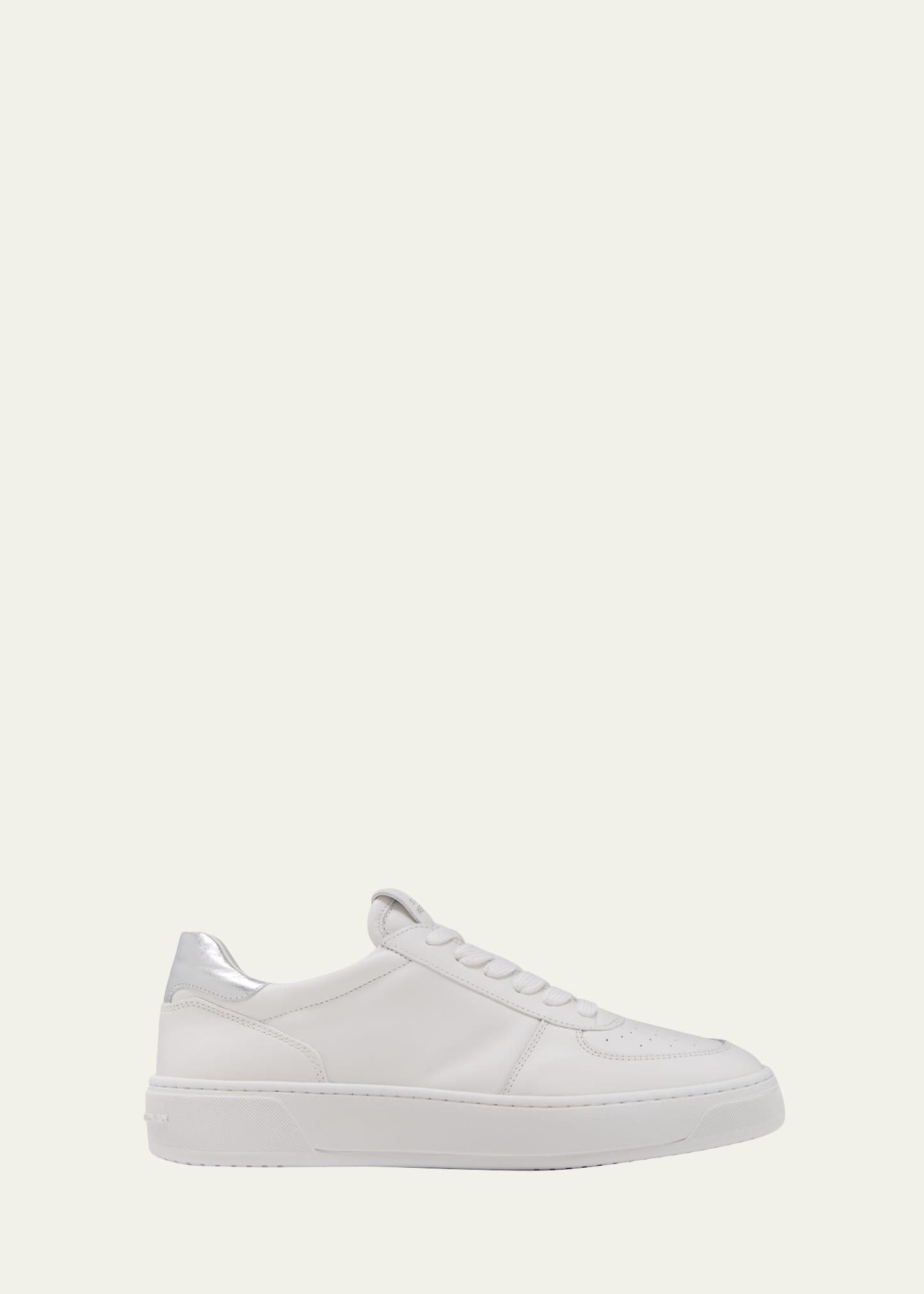 Mixed Leather Courtside Low-Top Sneakers Product Image