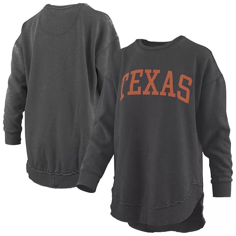 Women's Pressbox  Black Texas Longhorns Melange Poncho Vintage Fleece Long Sleeve Pullover Sweatshirt, Size: 2XL Product Image