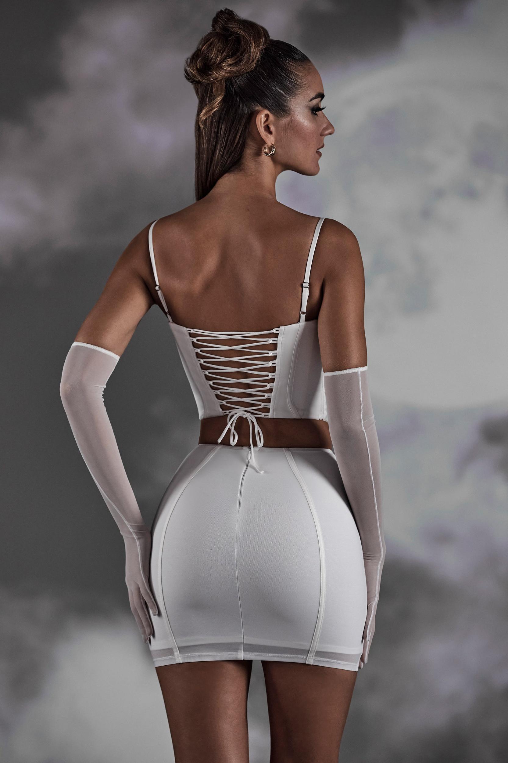 Lace Up Mini Skirt in White Product Image