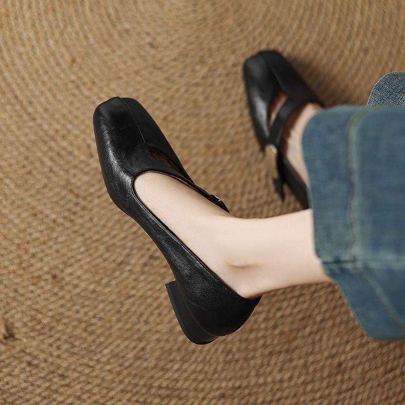 Buckled Faux Leather Mary Jane Shoes Product Image