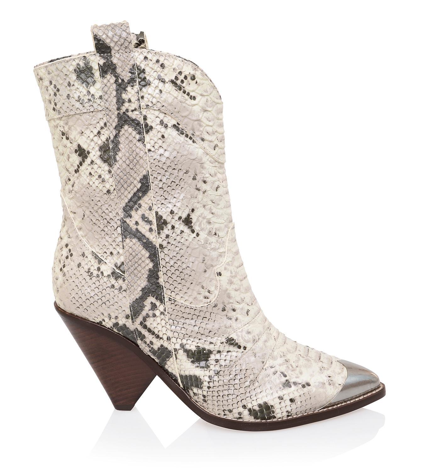 Terra  white grey skin low calf cowboy boot - sale Product Image