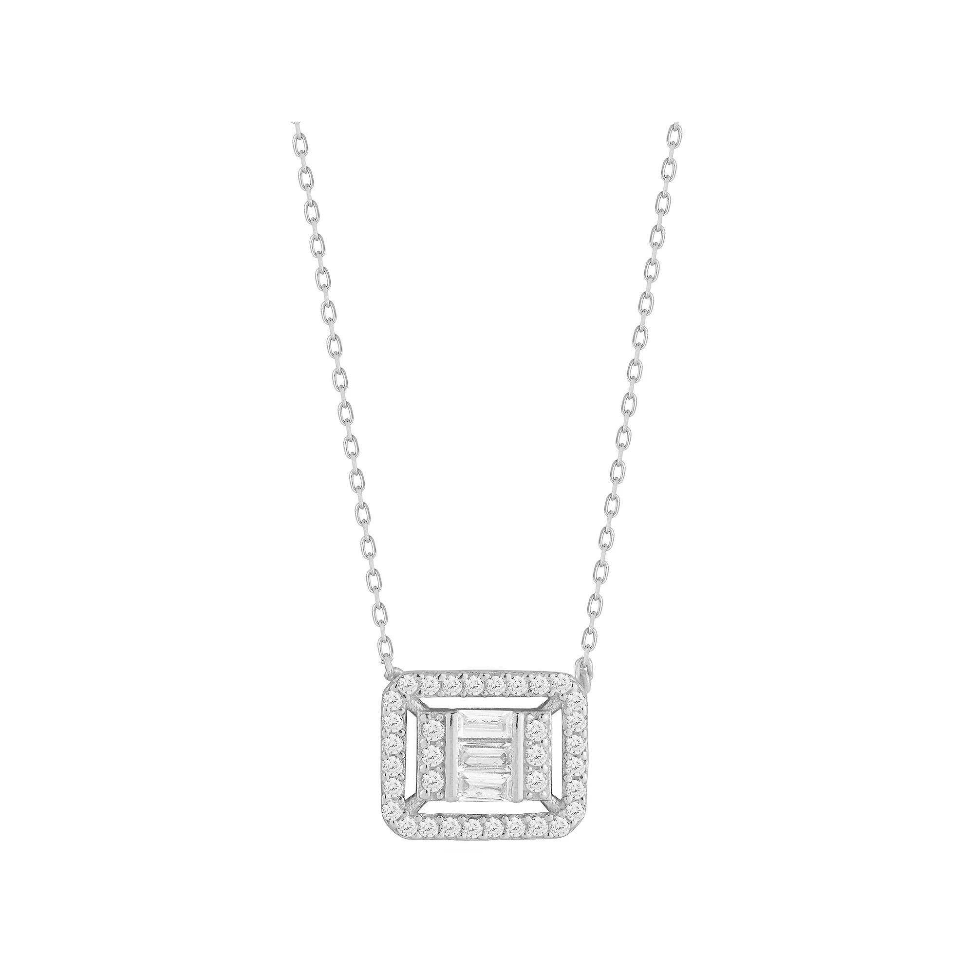 Sunkissed Sterling Cubic Zirconia Cluster Pendant Necklace, Women's, Size: 18", Silver Tone Product Image