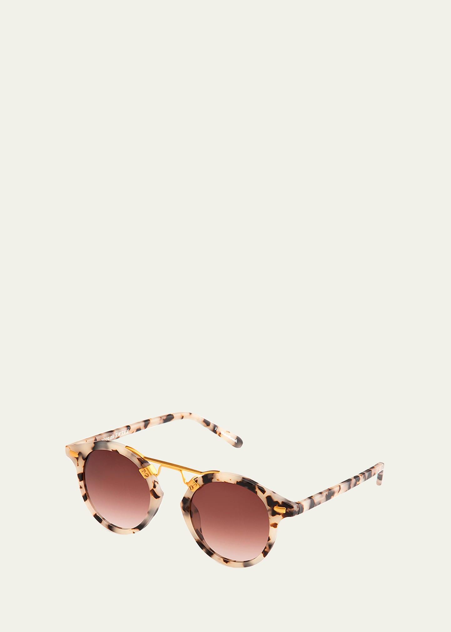 St. Louis Round Gradient Sunglasses, Rose/White Tortoise Product Image