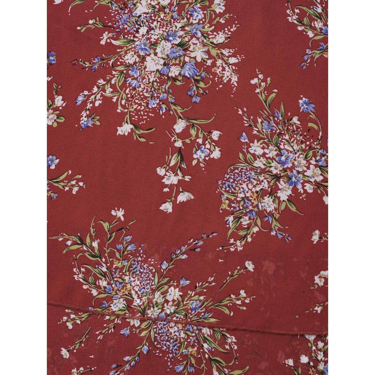 Plus Size Scarlet Floral Print Petal Sleeve Layered Blouse Women Elegant Half Sleeve V-neck Everyday Blouses BloomChic 30/6X Product Image