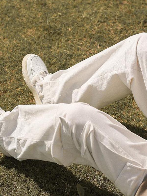 Men's Patch Pocket Vintage Straight Cargo Pants Product Image