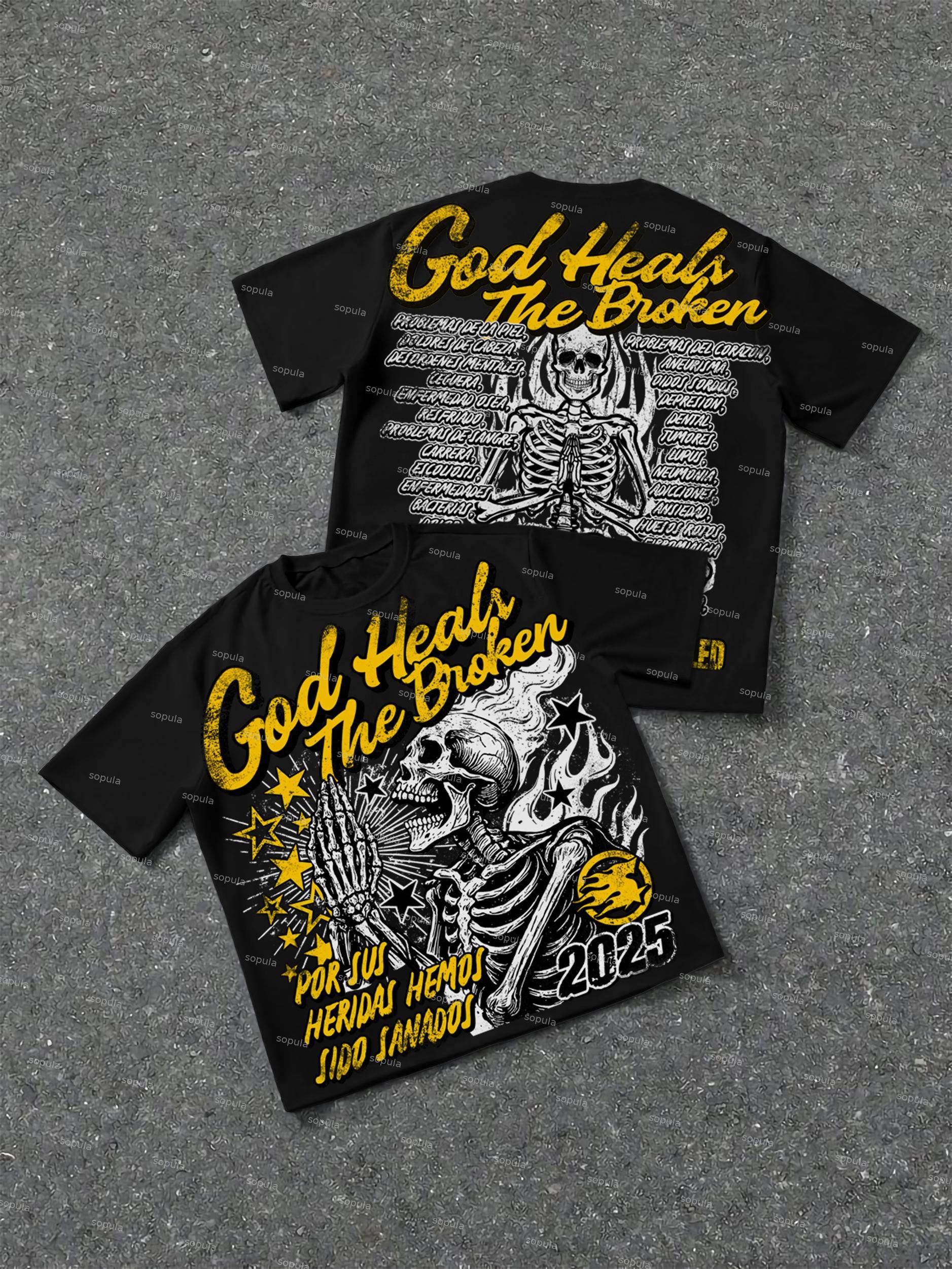 God Heals The Broken Vintage Graphic Cotton T-shirt Product Image