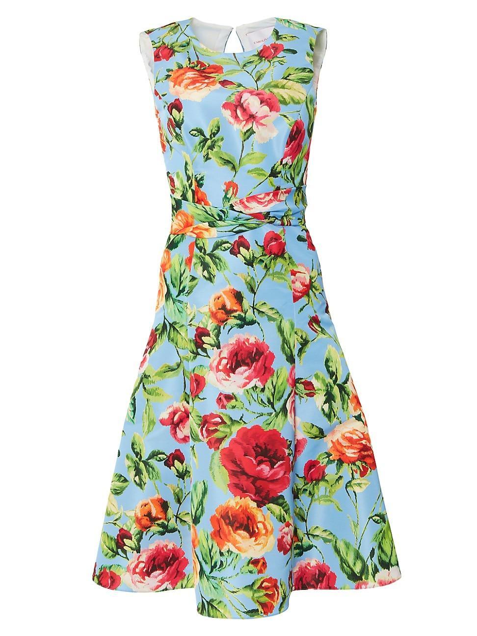 Floral-Print Midi Dress with Twist Waistband Product Image