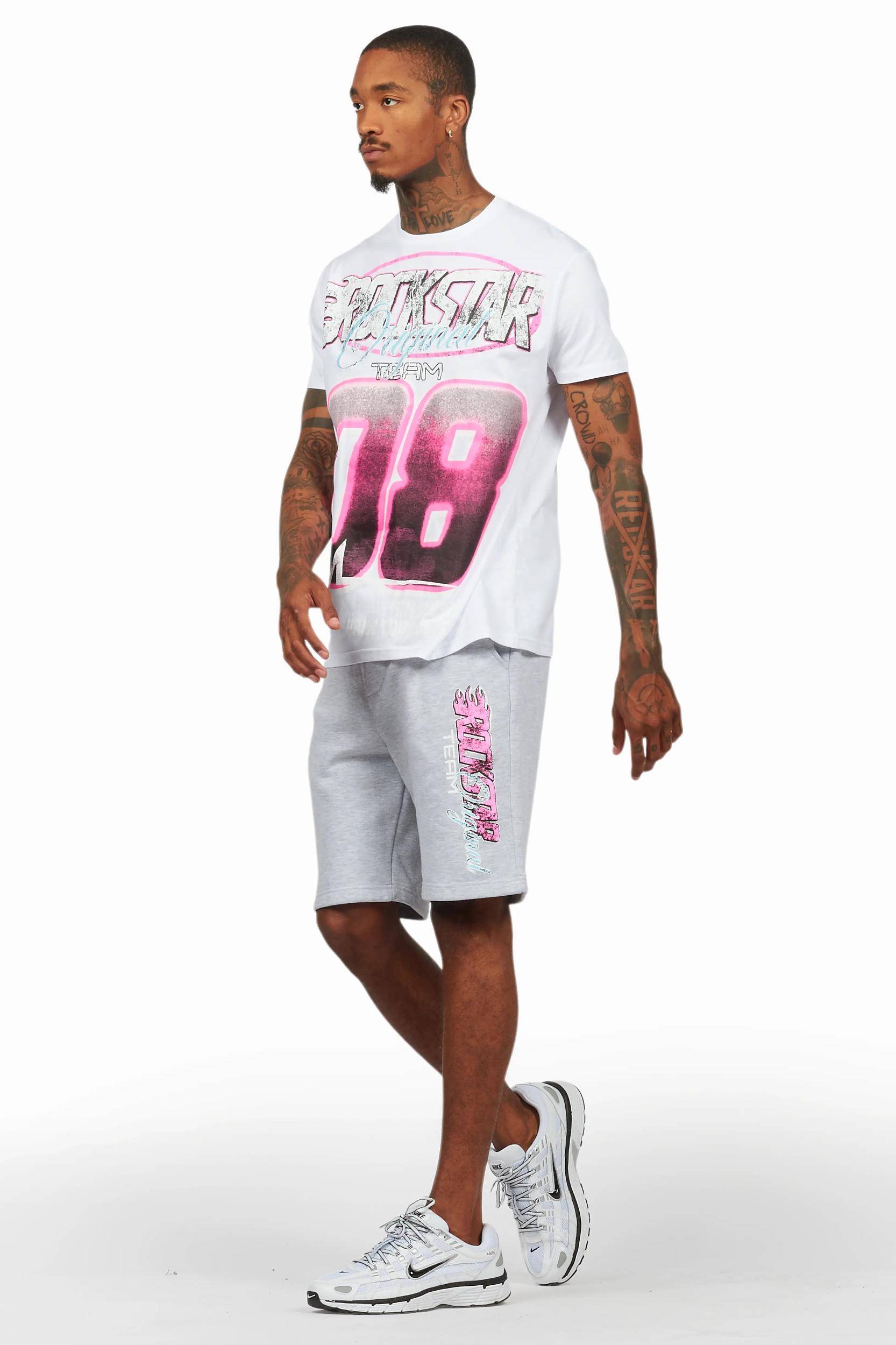 Theo White/Grey T-Shirt Short Set Male Product Image