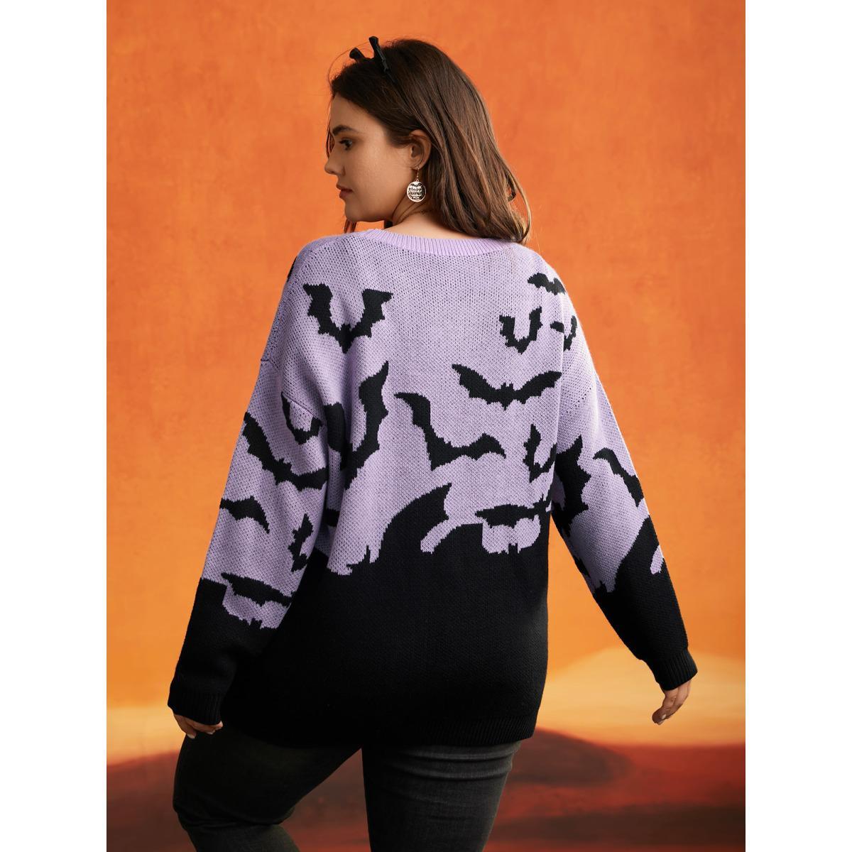 Plus Size Batty Basics Crew Neck Pullover Lilac Women Casual Loose Long Sleeve Round Neck Everyday Pullovers BloomChic 18-20/2X Product Image