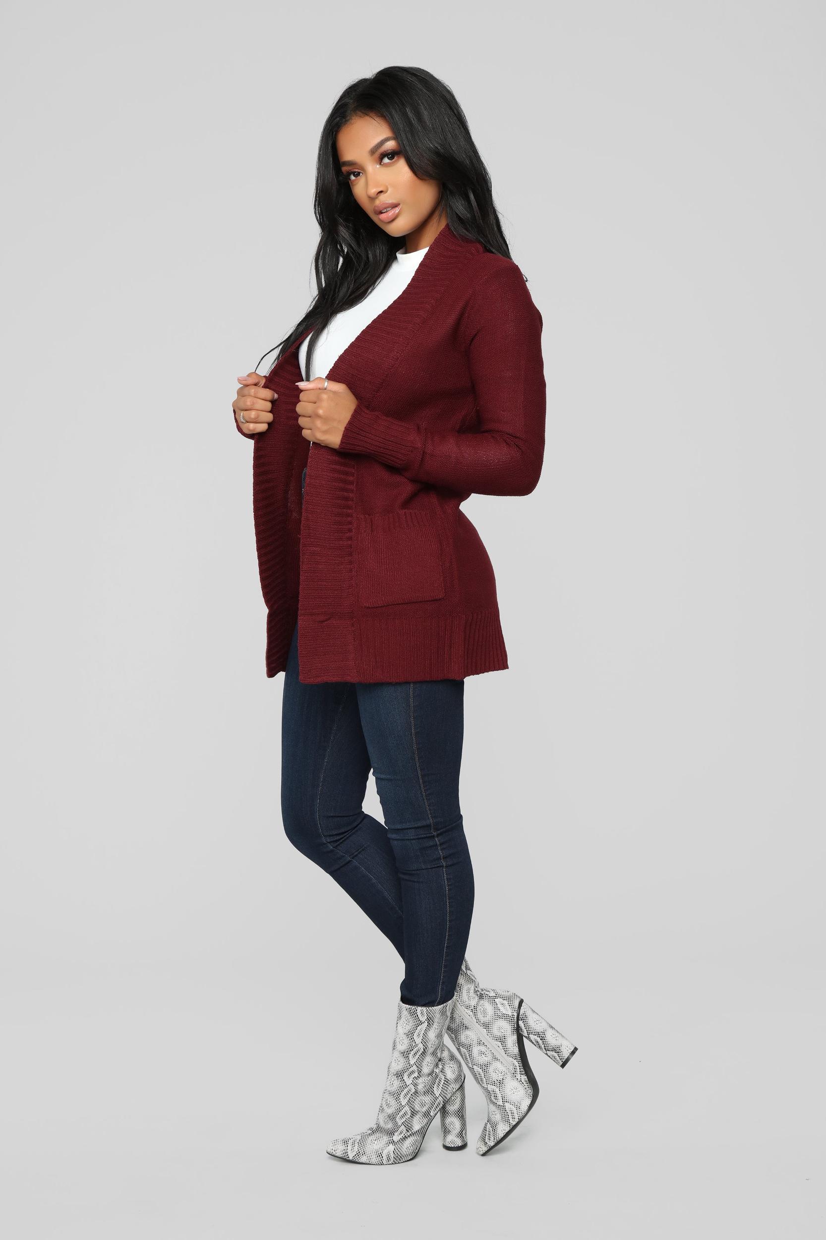 Moments After Cardigan - Burgundy Product Image