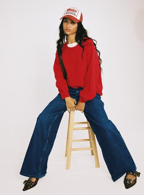 Naylor Mid Rise Wide Leg Jeans Mid Blue Denim Product Image