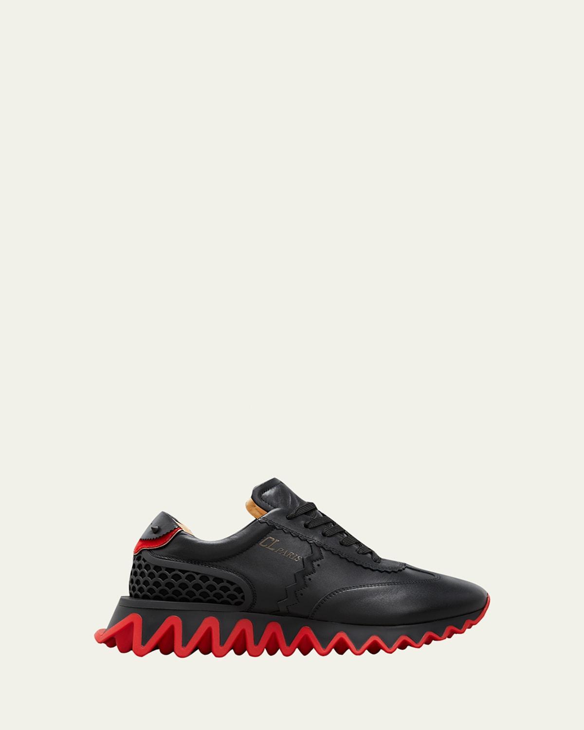 Mens Loubishark Flat Leather Red-Sole Runner Sneakers Product Image