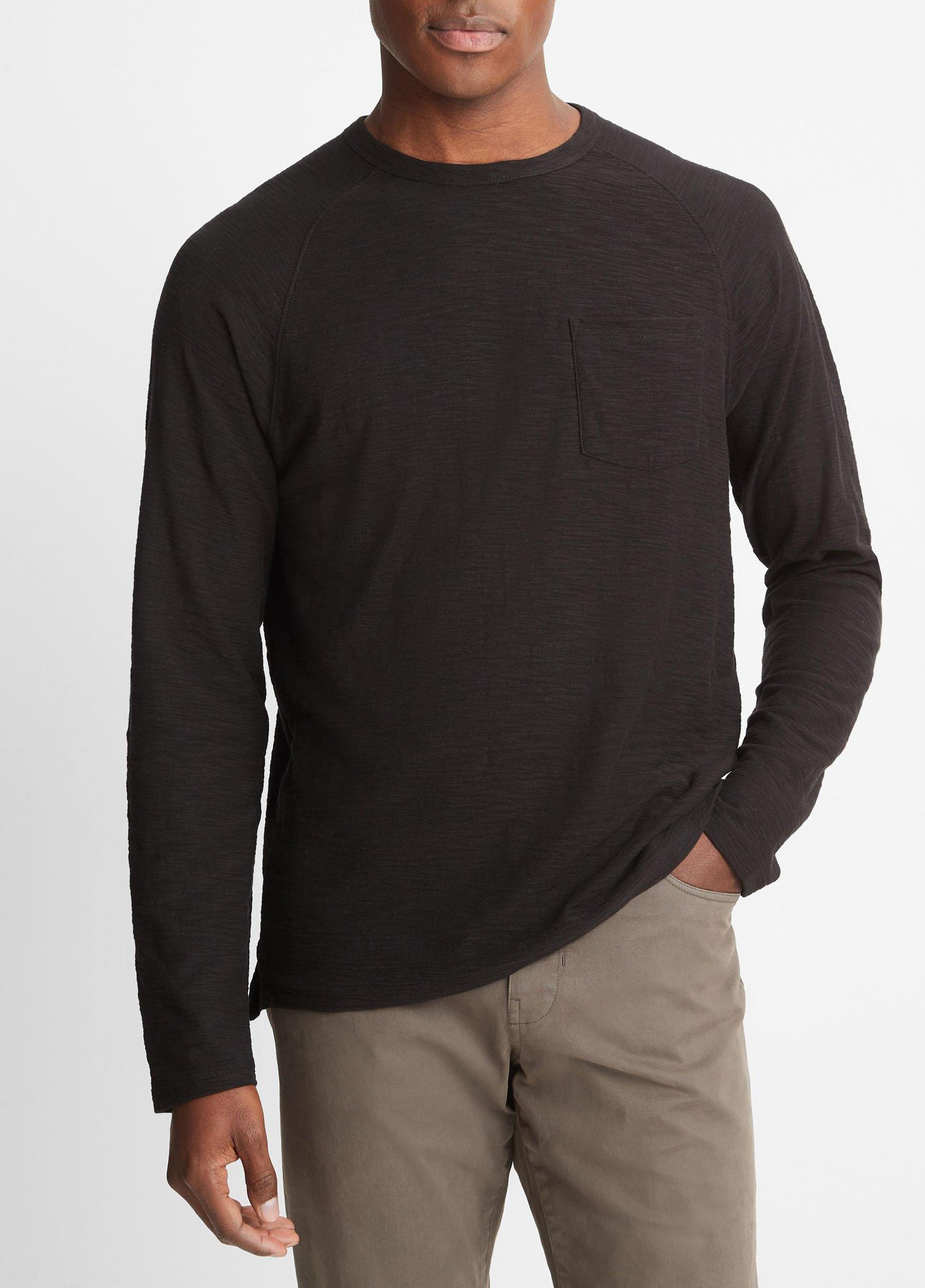 Mens Cotton Long Sleeve Pocket Crew T-Shirt Vince Product Image