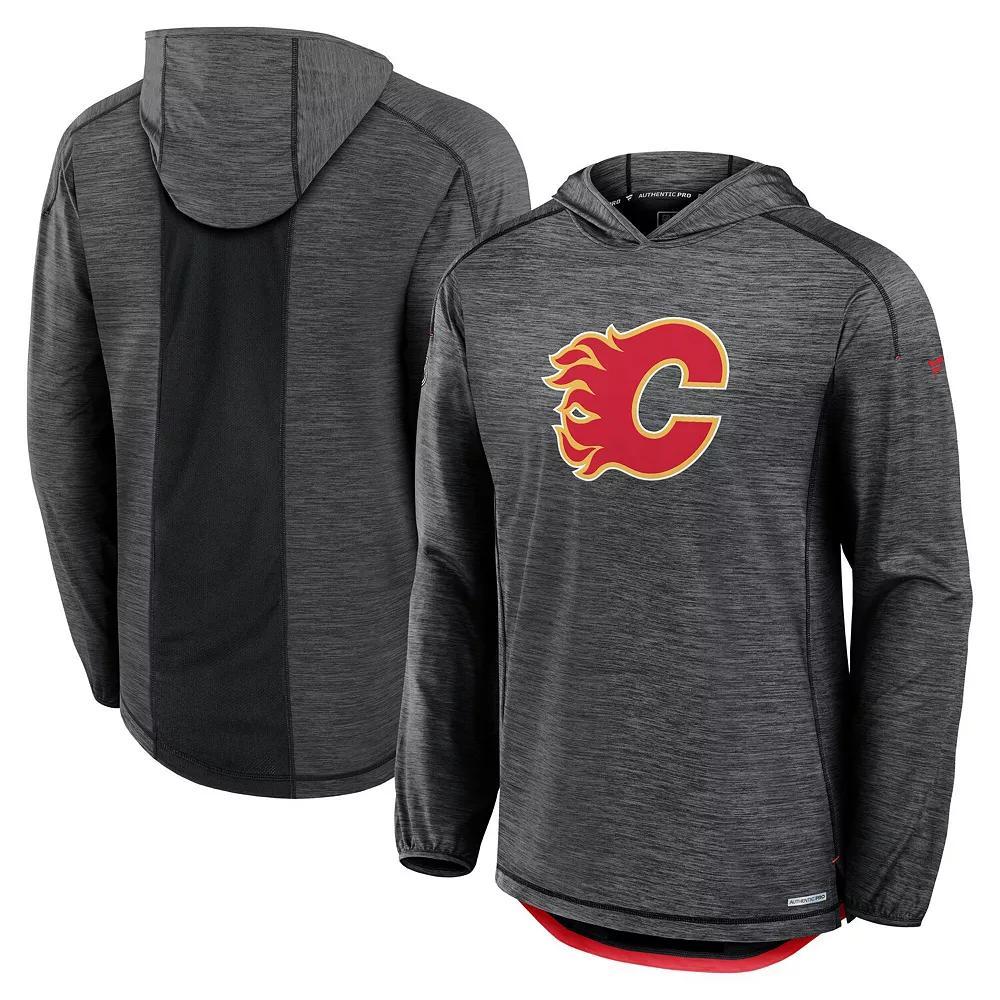 Men's Fanatics  Black Calgary Flames Authentic Pro Rink Lightweight Pullover Hoodie, Size: Large, Flm Black Product Image