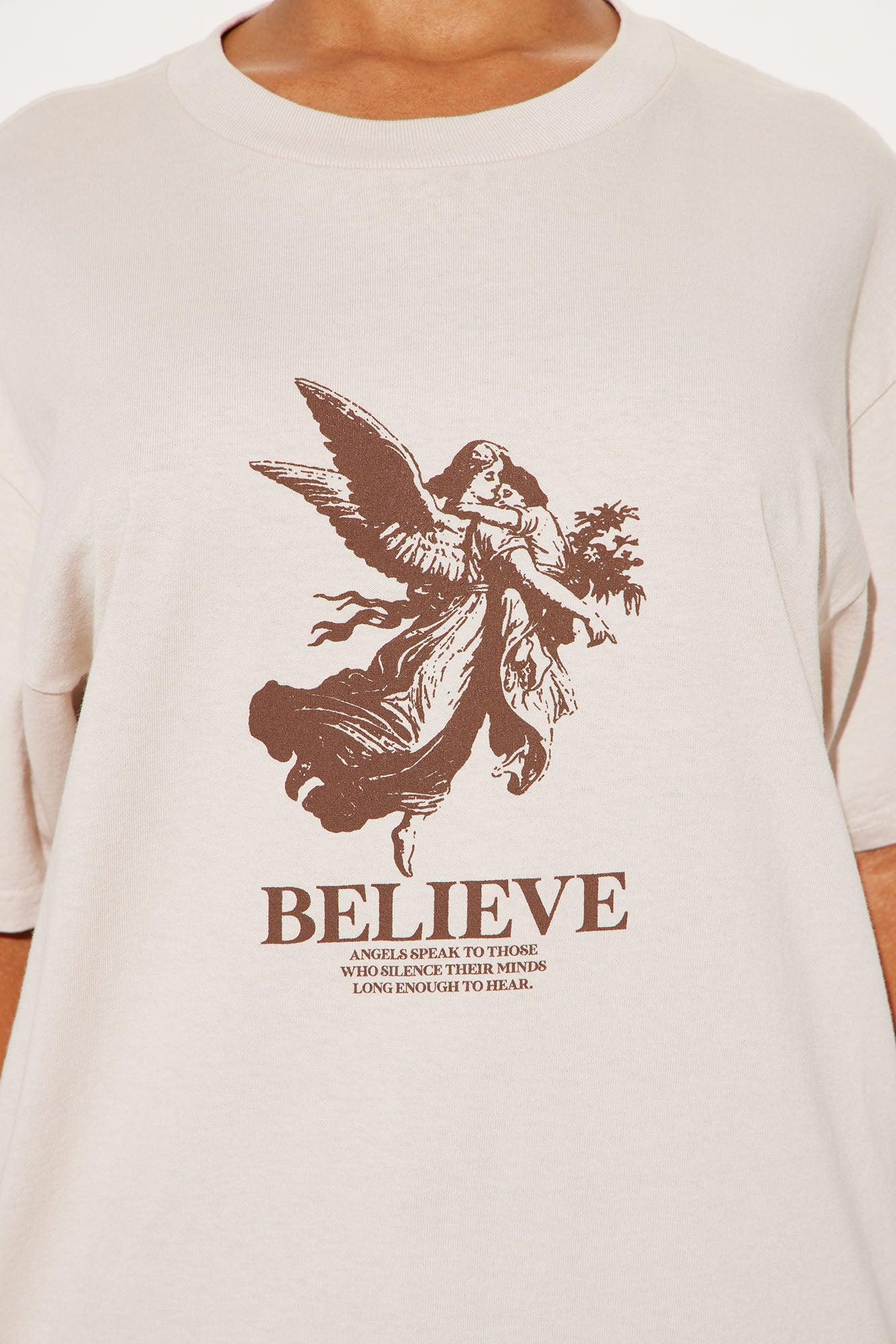 Never Stop Believing Graphic Tee - Taupe/combo Product Image