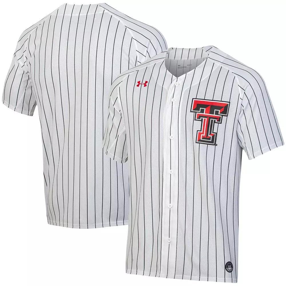 Men's Under Armour White Texas Tech Red Raiders Softball Button-Up Jersey, Size: Large Product Image