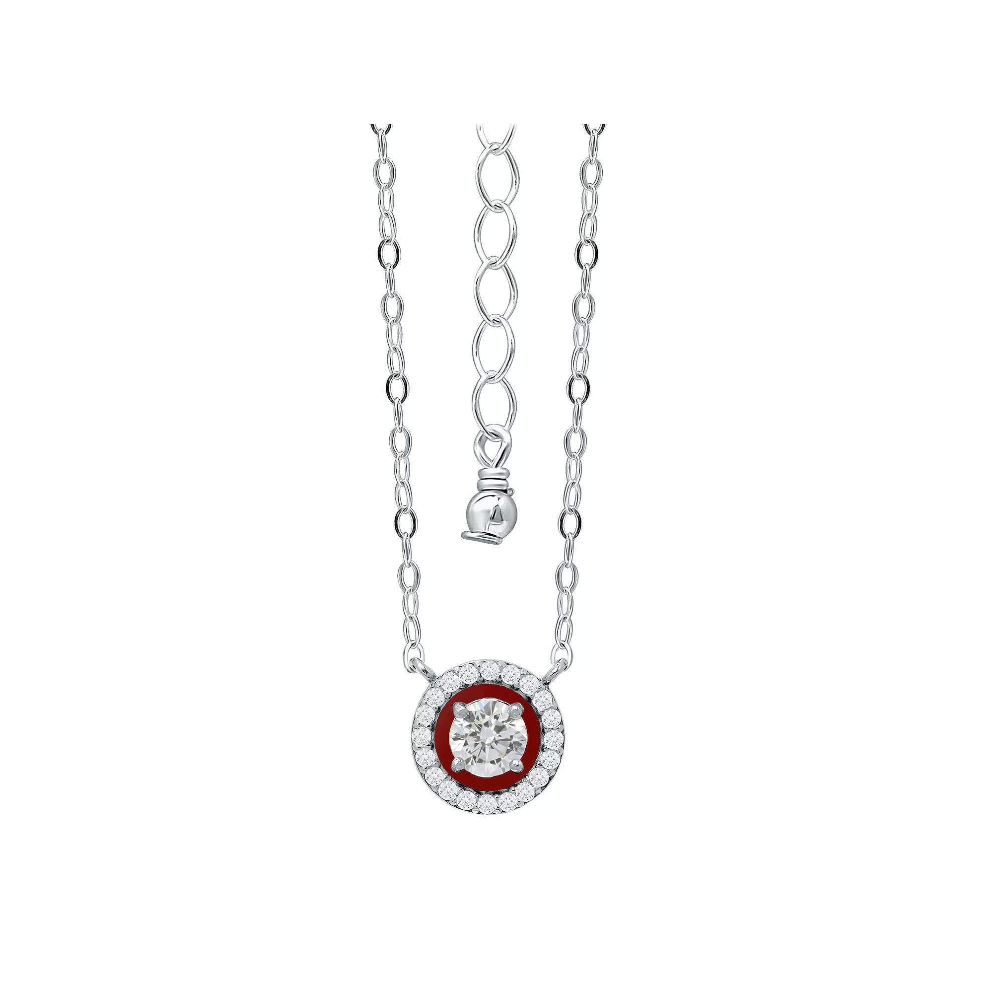 Aleure Precioso Sterling Silver Enamel & Cubic Zirconia Halo Pendant Necklace, Women's, Size: 16", Green Product Image